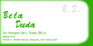 bela duda business card